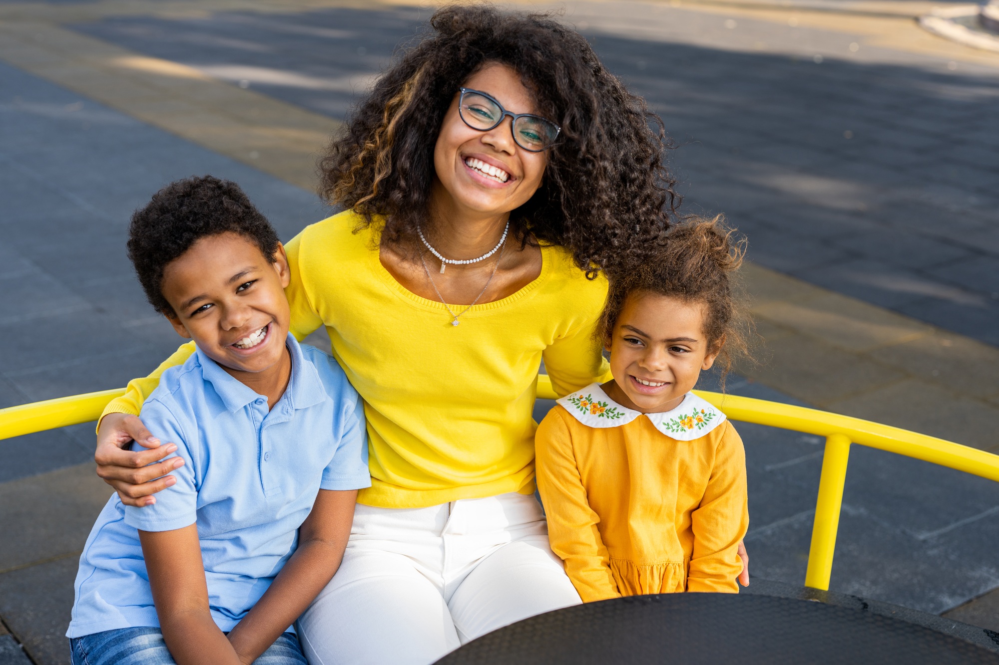 Beautiful happy african american family bonding at the park